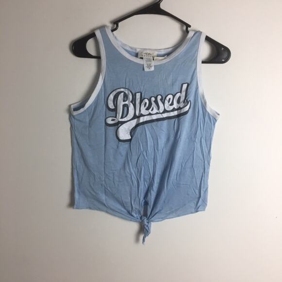 Revive Blessed Front Tie Tank Blue White Medium - Picture 7 of 14